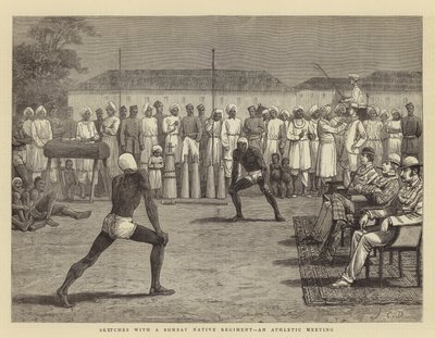 Bocetos con un regimiento nativo de Bombay, una reunión atlética de John Charles Dollman